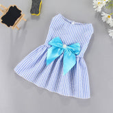 KUTKUT Small Dog Dress Girl Puppy Clothes Female Princess Tutu Striped Skirt Summer Shirt for Shih tzu, Maltese Cat Pet Apparel Outfits  ( Blue) - kutkutstyle